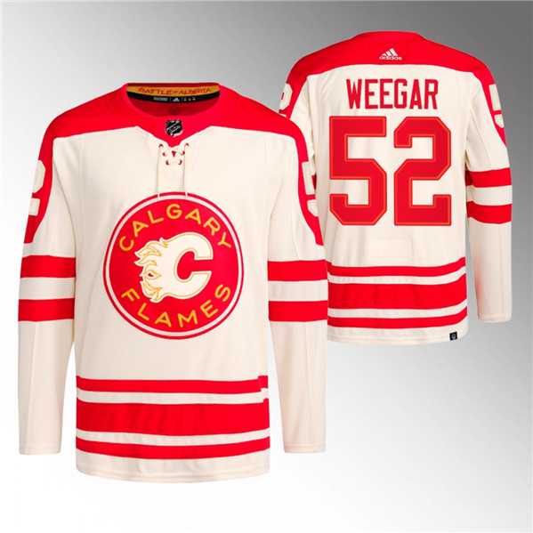 Men%27s Calgary Flames #52 MacKenzie Weegar 2023 Cream Classic Primegreen Stitched Jersey Dzhi->calgary flames->NHL Jersey